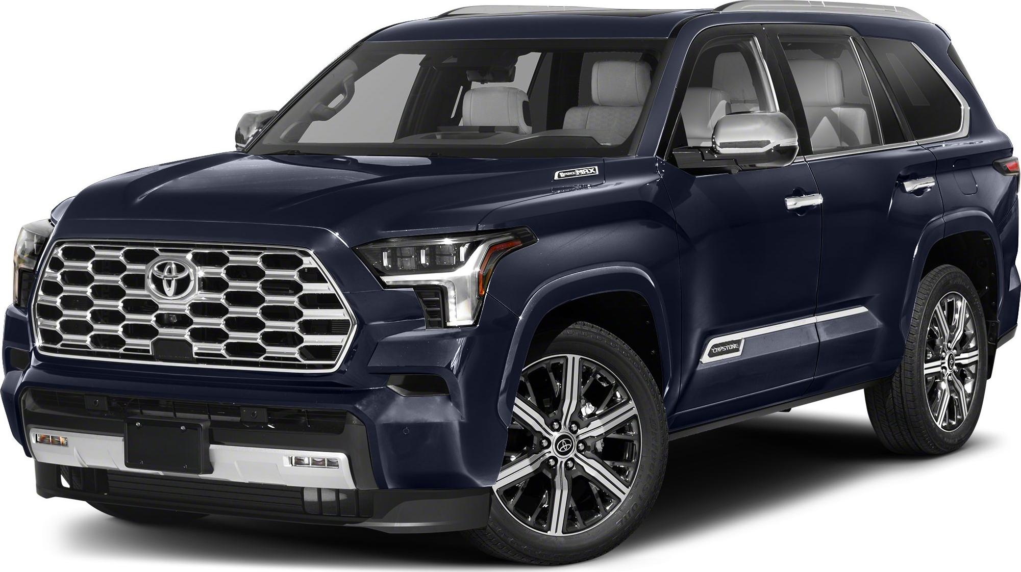 Front SUV view with honeycomb grille and LED headlights