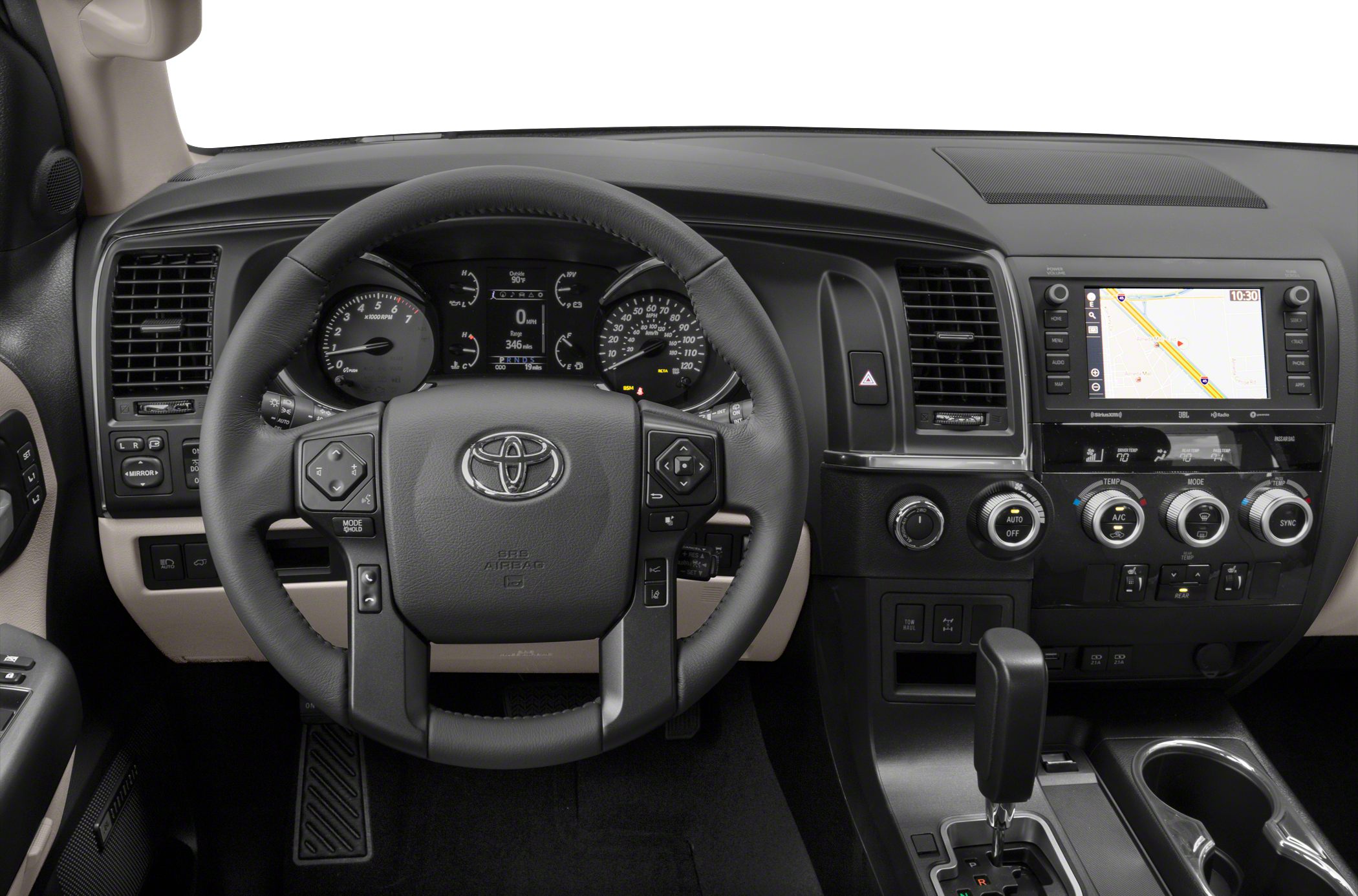 Multifunction steering wheel and advanced dashboard with touchscreen navigation