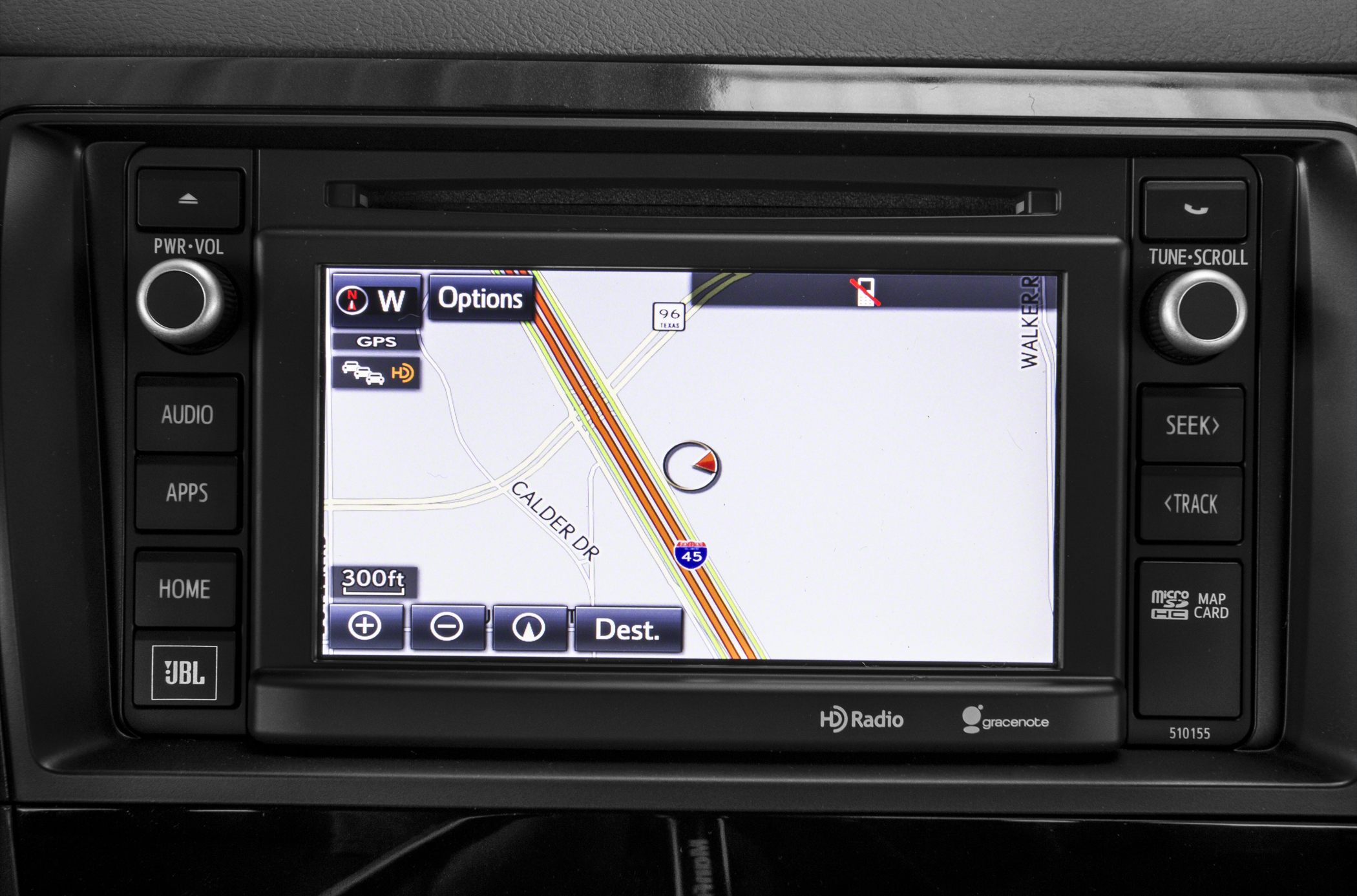 In-dash GPS navigation system with touchscreen and HD Radio features