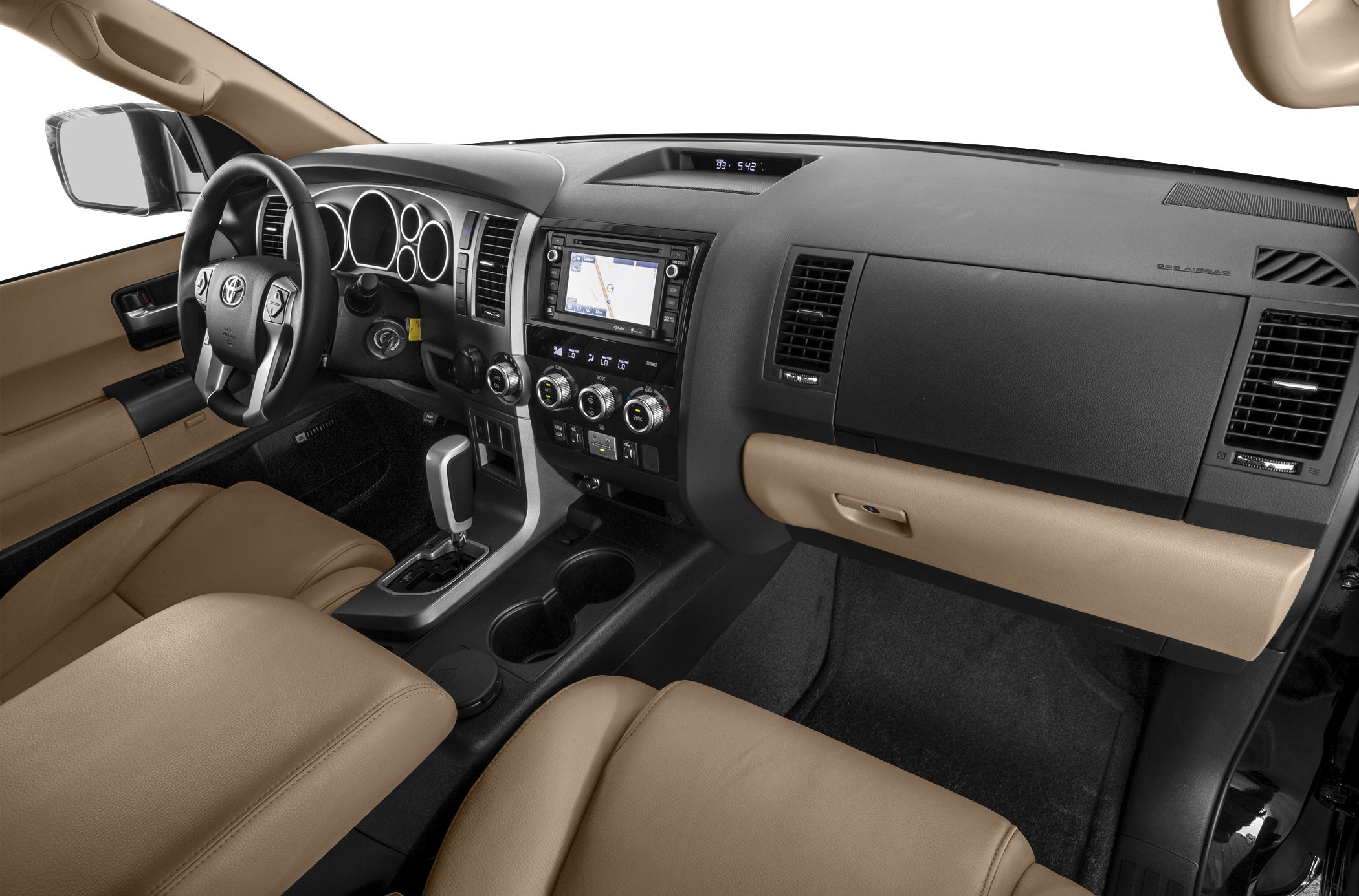 Dashboard, steering wheel, center console with navigation system