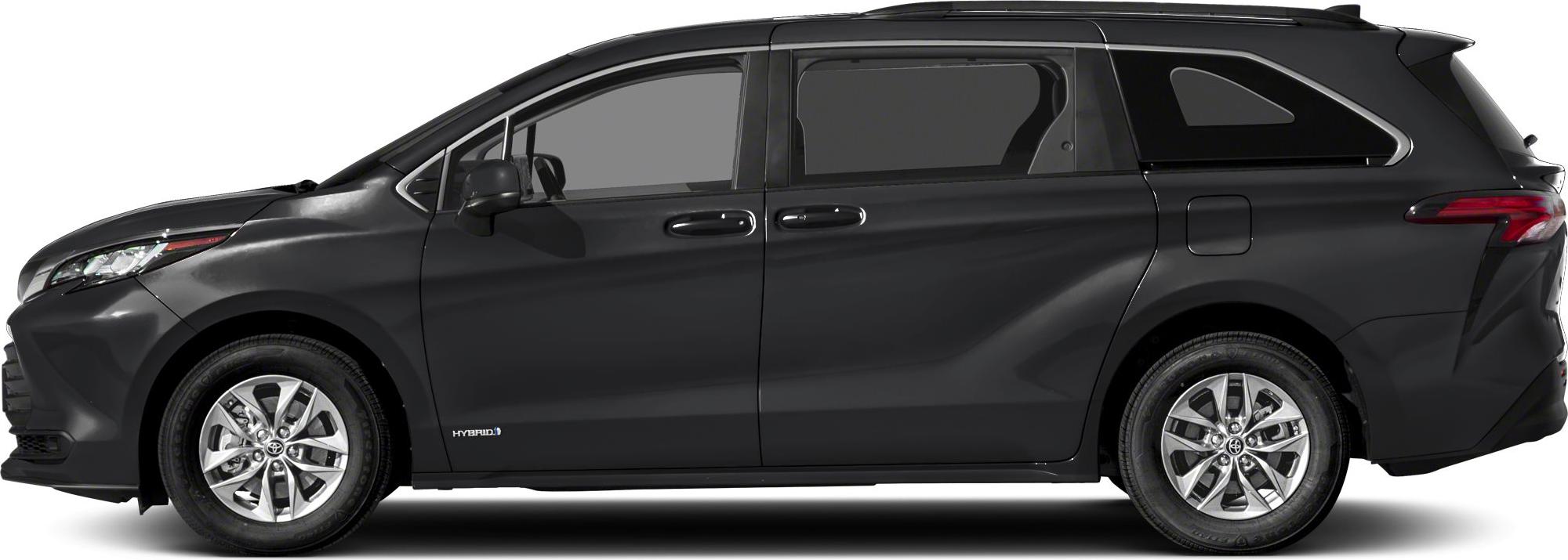 Side profile of hybrid minivan with sleek contours and alloy wheels