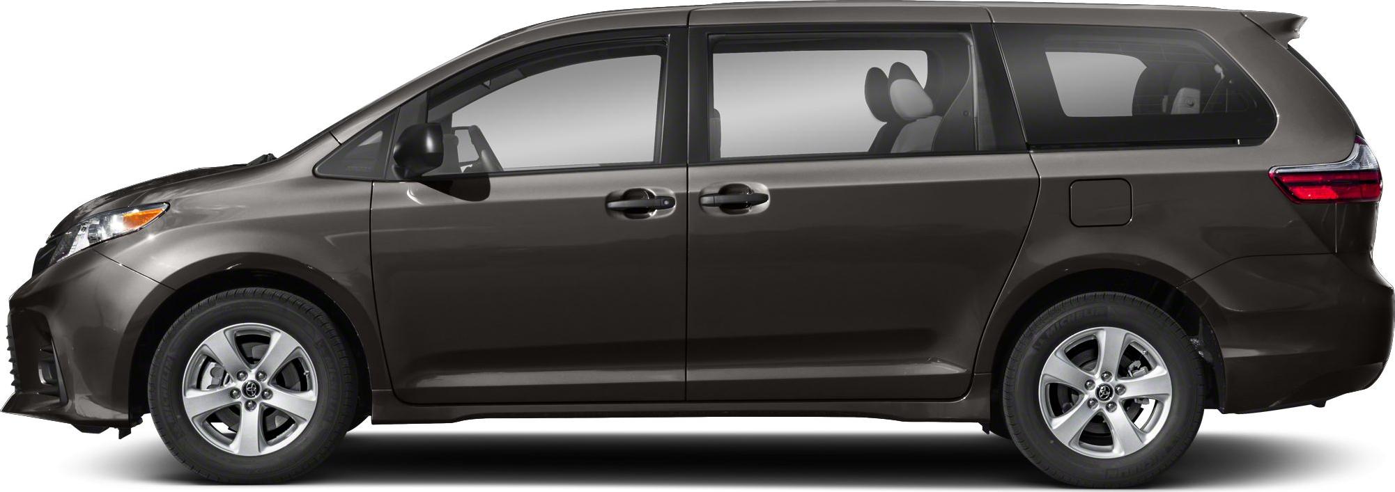 Side profile of a minivan with sliding doors and alloy wheels.