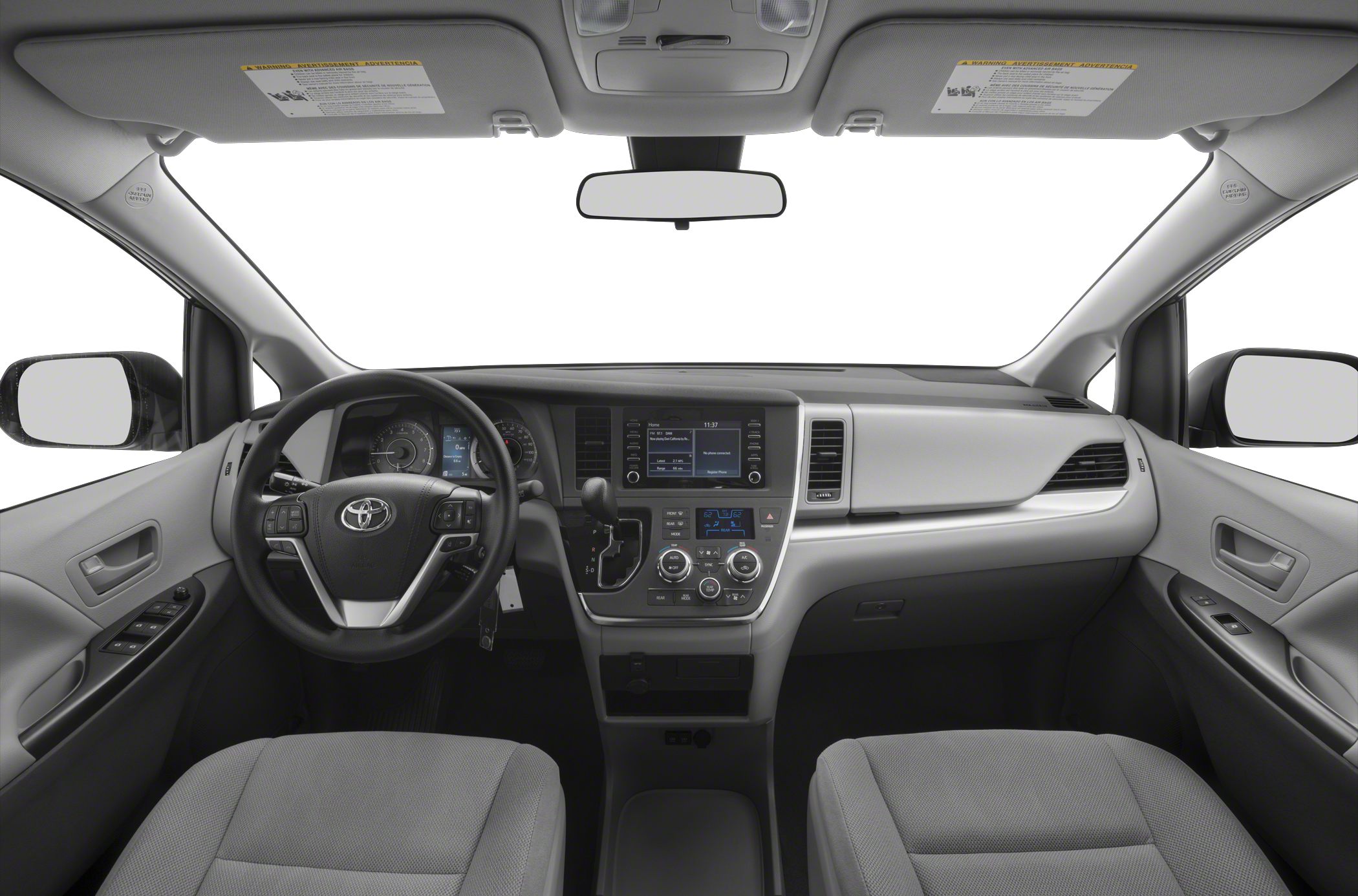 Dashboard and multifunction steering wheel with touchscreen infotainment
