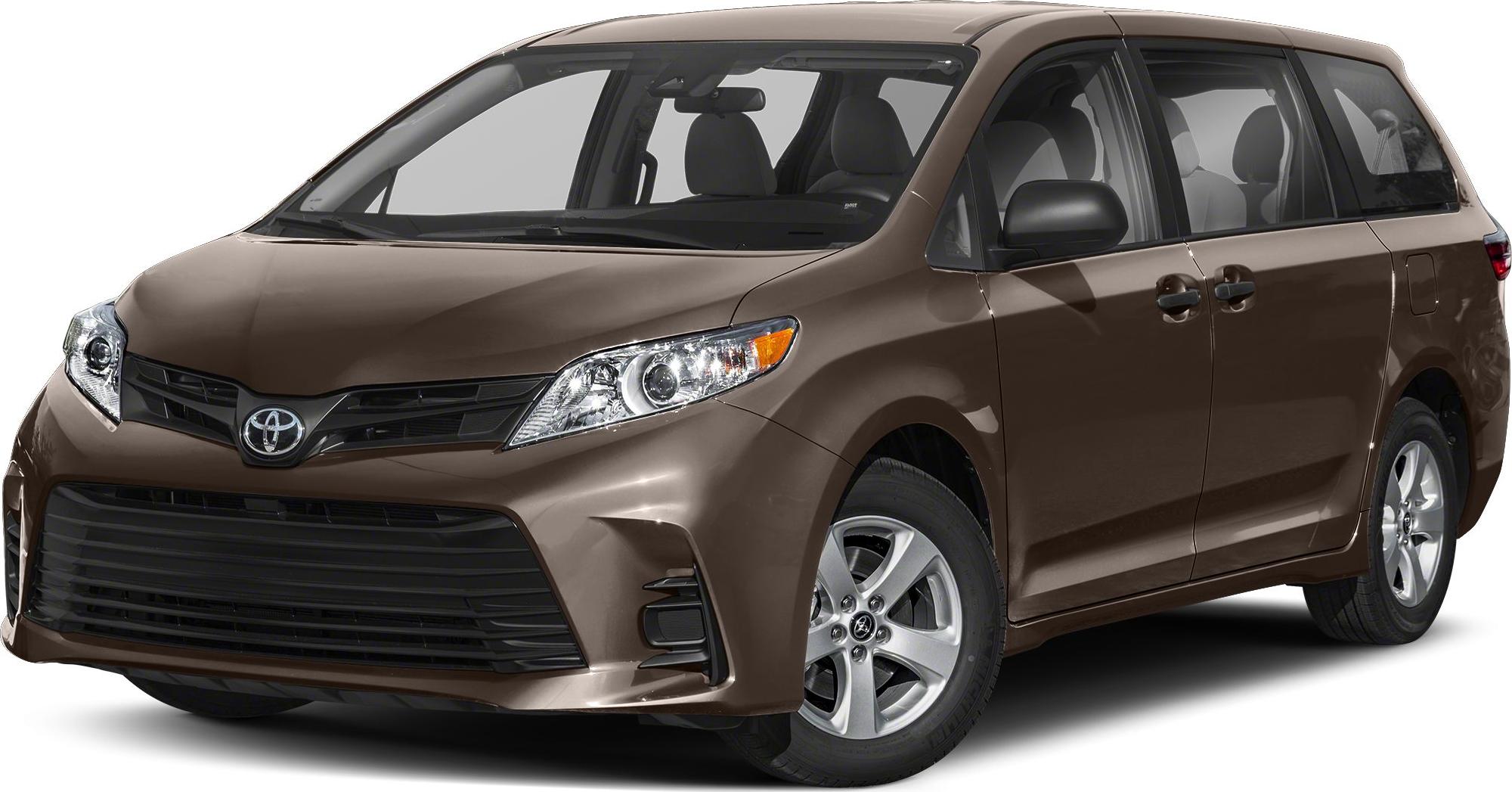 Front and side view of minivan with updated headlights and grille