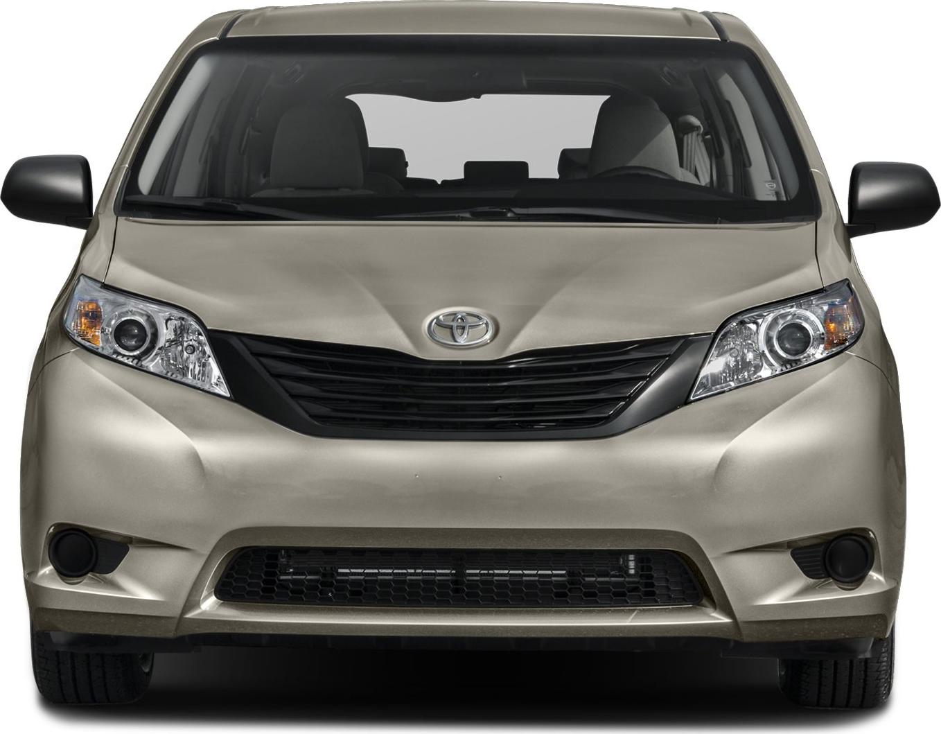 Front view of a minivan showing grille and headlights