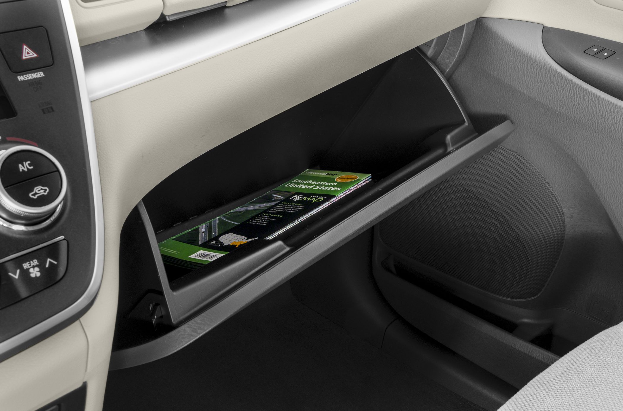 Dashboard section with glovebox and air conditioning controls