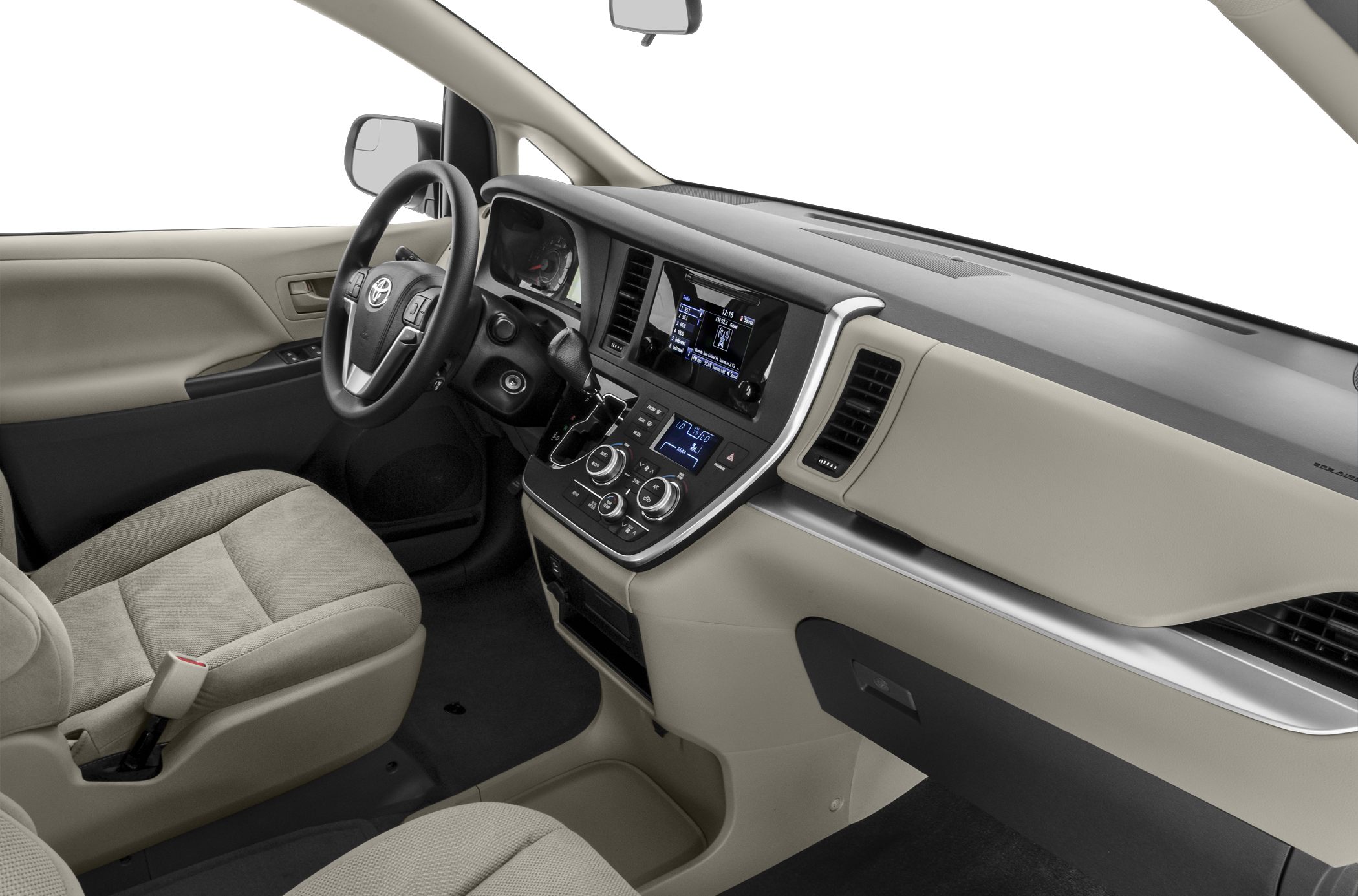 Modern dashboard and steering wheel with infotainment system