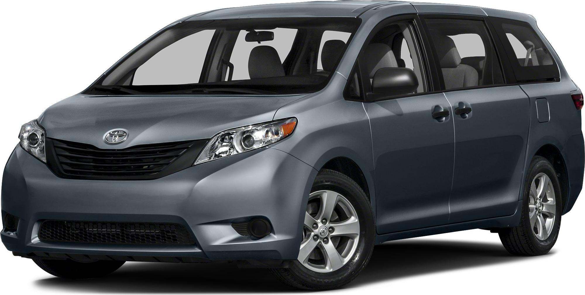 Front and side view of minivan with alloy wheels and sliding doors