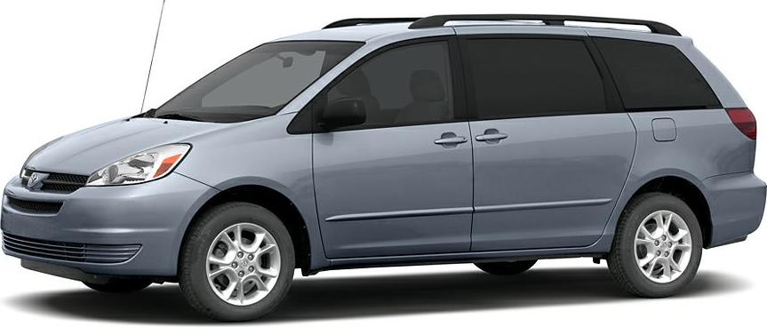 Minivan side profile with sliding rear doors and roof rails