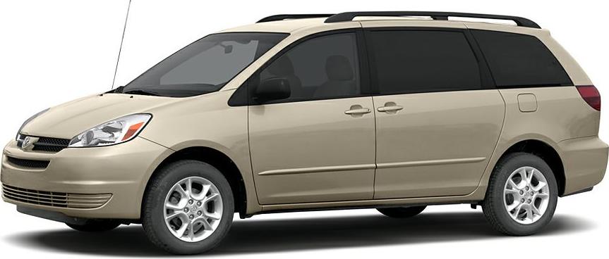 Side profile of a minivan with roof rails and alloy wheels