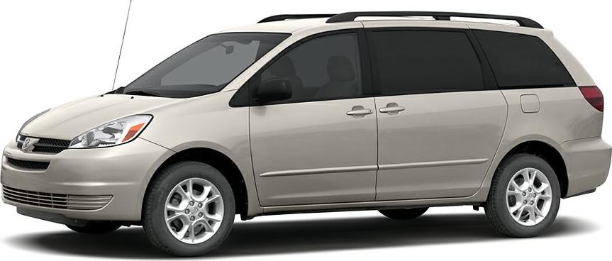 Side view of a minivan with sliding doors and roof rails