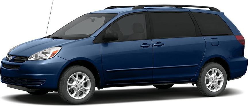 Blue minivan with roof rails and sliding rear door