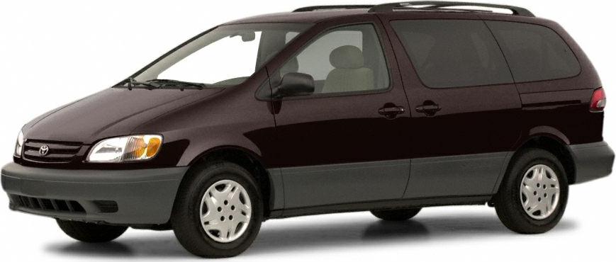 Side profile of a 1990s minivan with roof rails and sliding door.