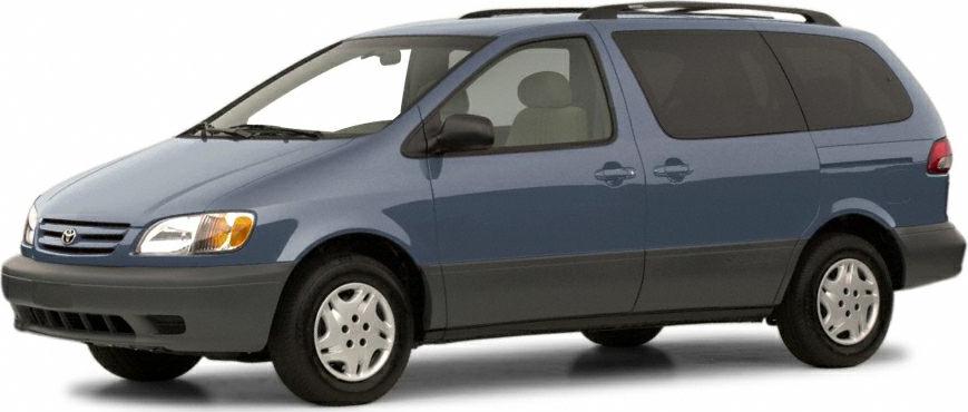Side view of a classic minivan with sliding rear door and steel wheels.