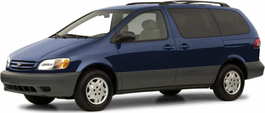 Side profile of first-generation minivan with sliding door and tinted windows