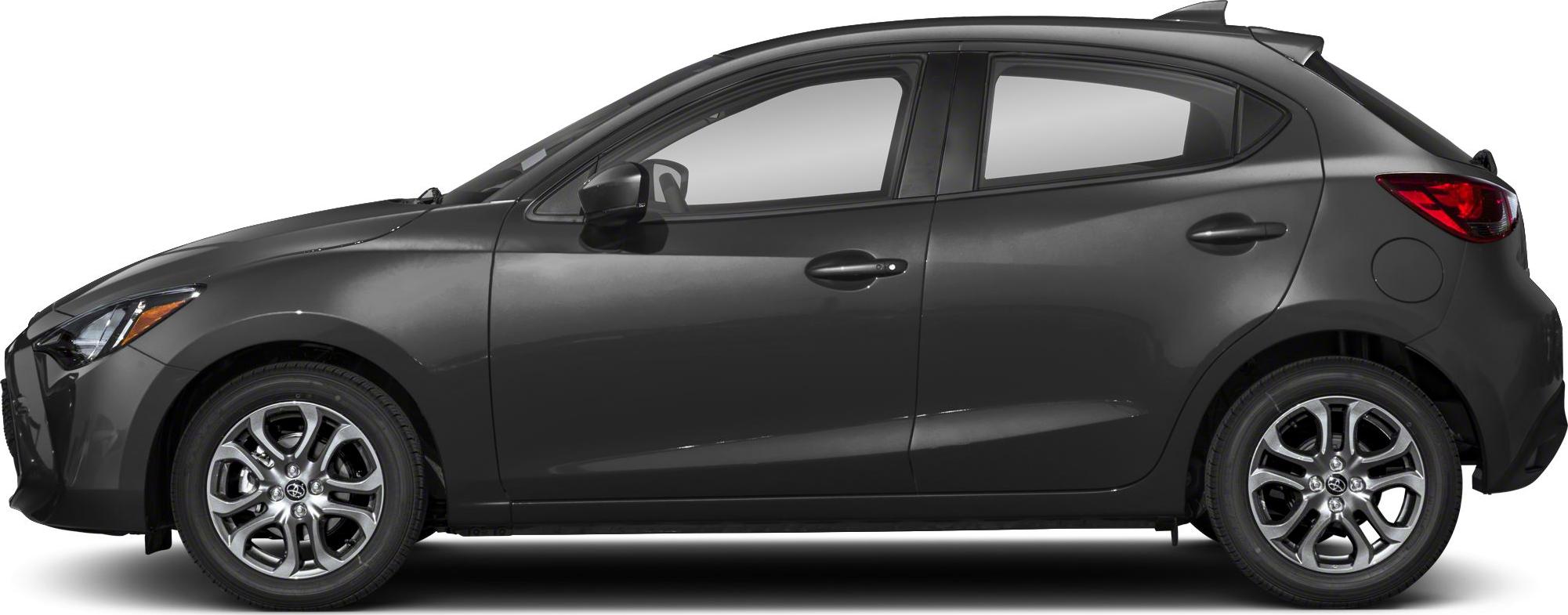 Side profile view with alloy wheels and hatchback design