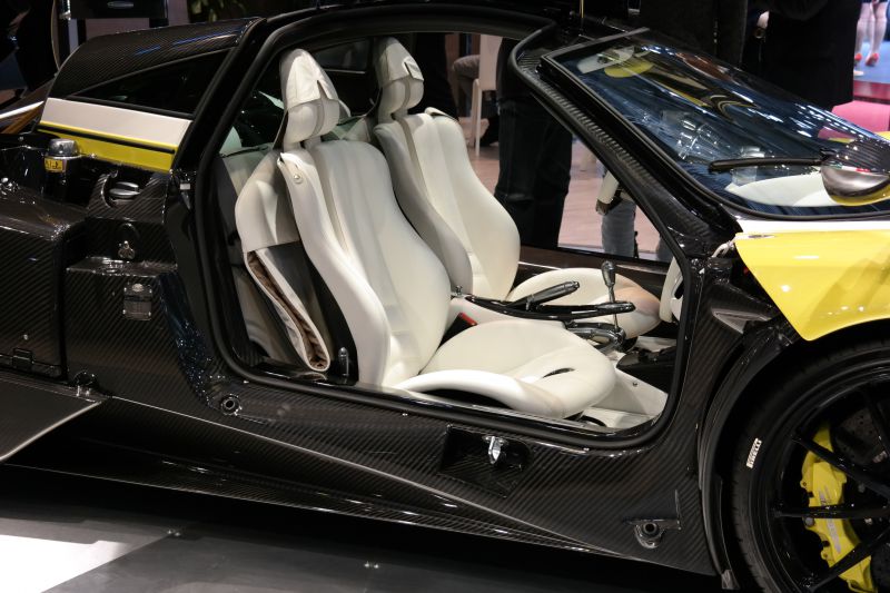 White leather seats with carbon fiber door frame