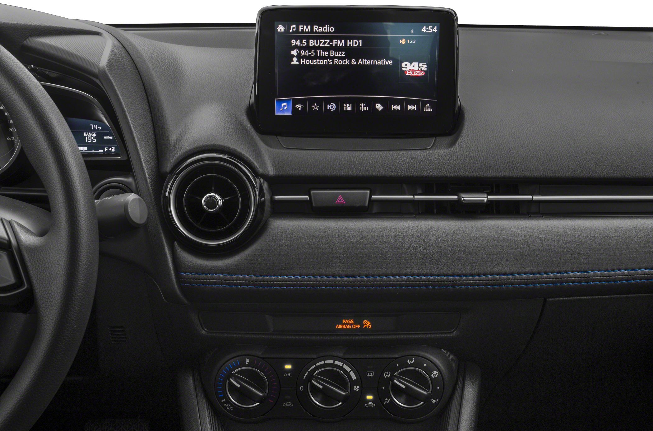 Dashboard with central infotainment screen and air conditioning controls