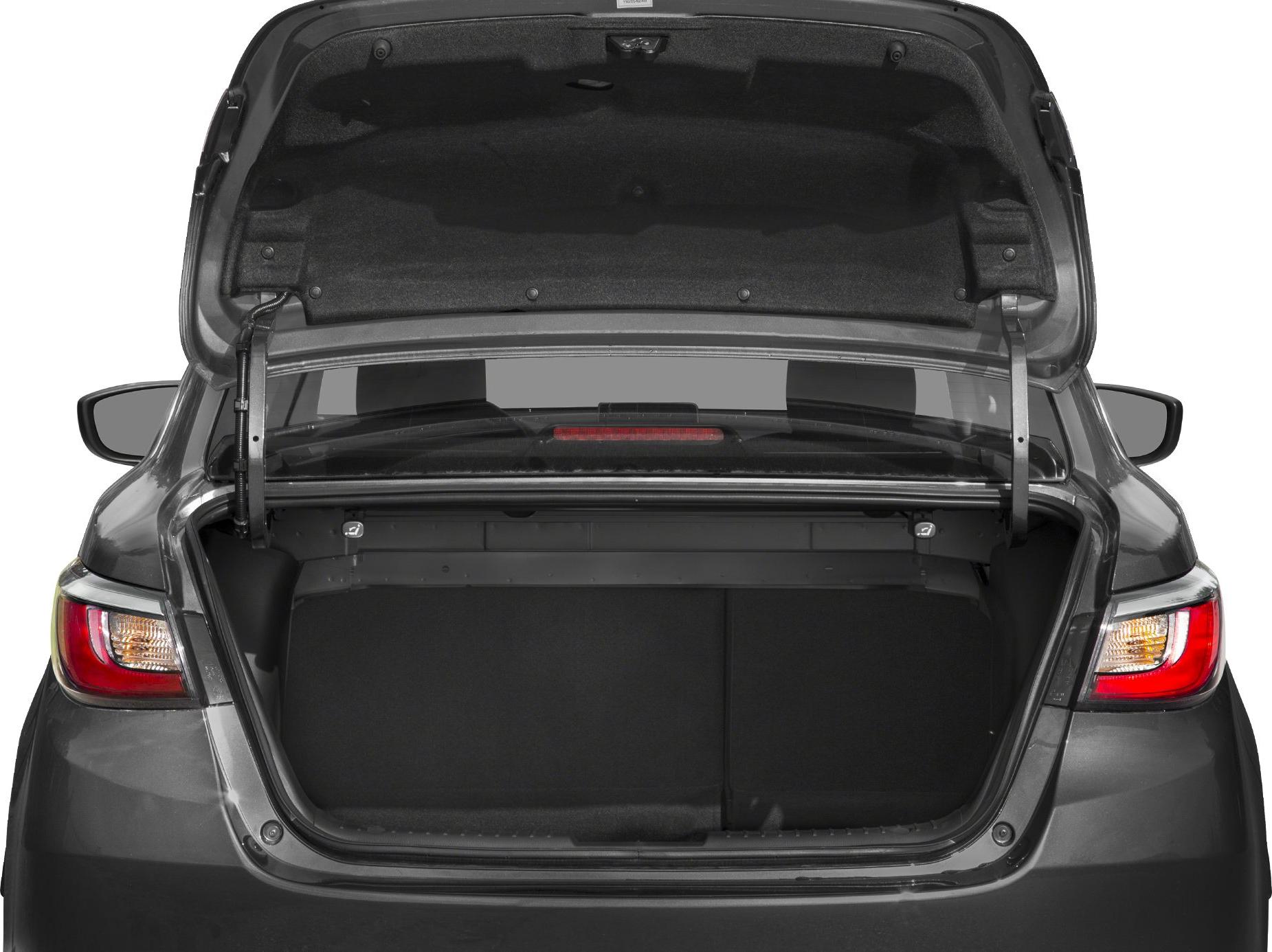 Open sedan trunk showing wide, practical cargo space with rear taillights.