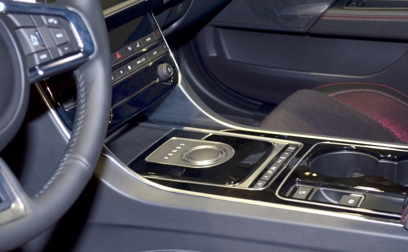 Rotary gear selector and center console controls