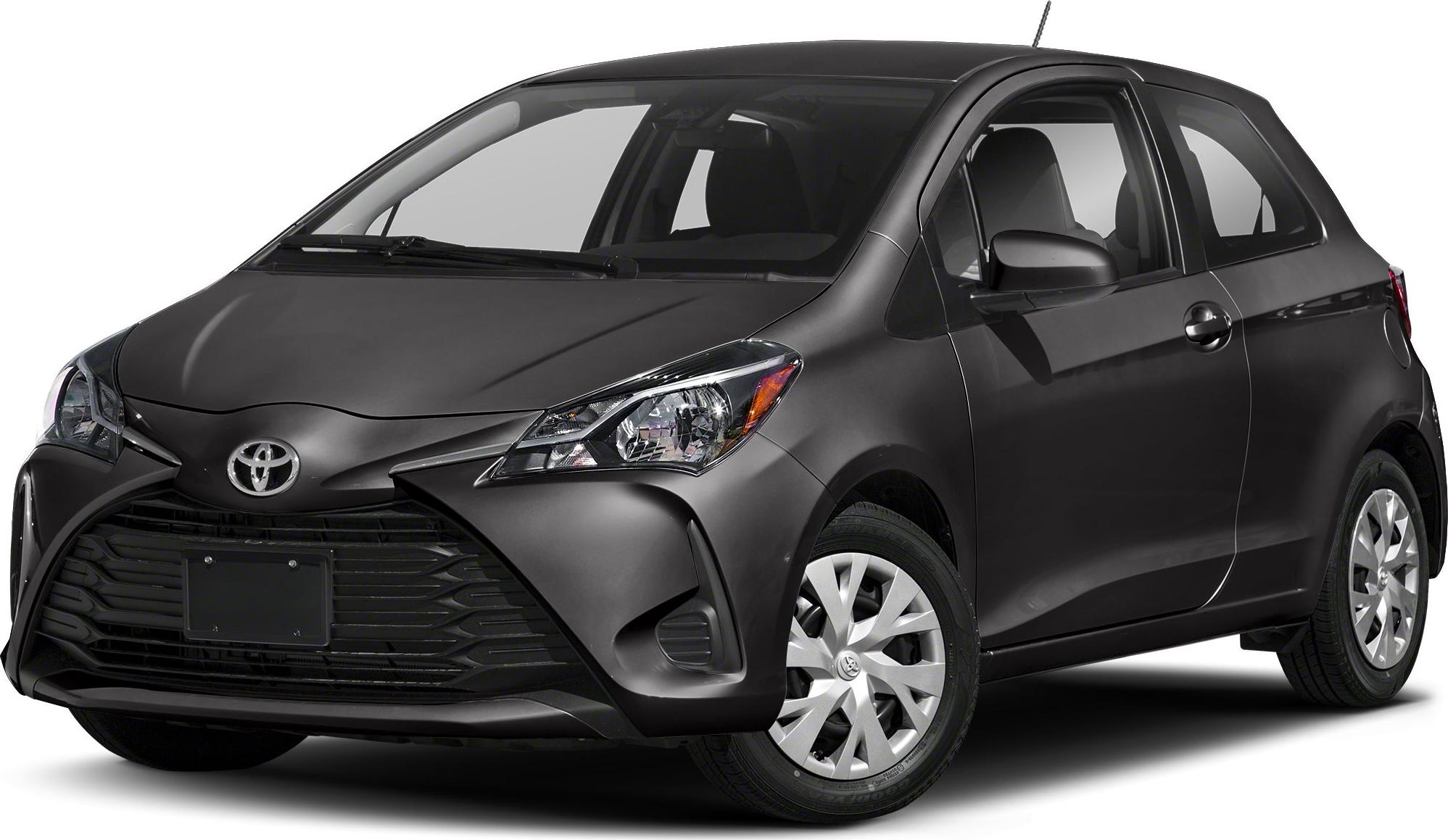 Compact hatchback front view with updated headlights and grille design
