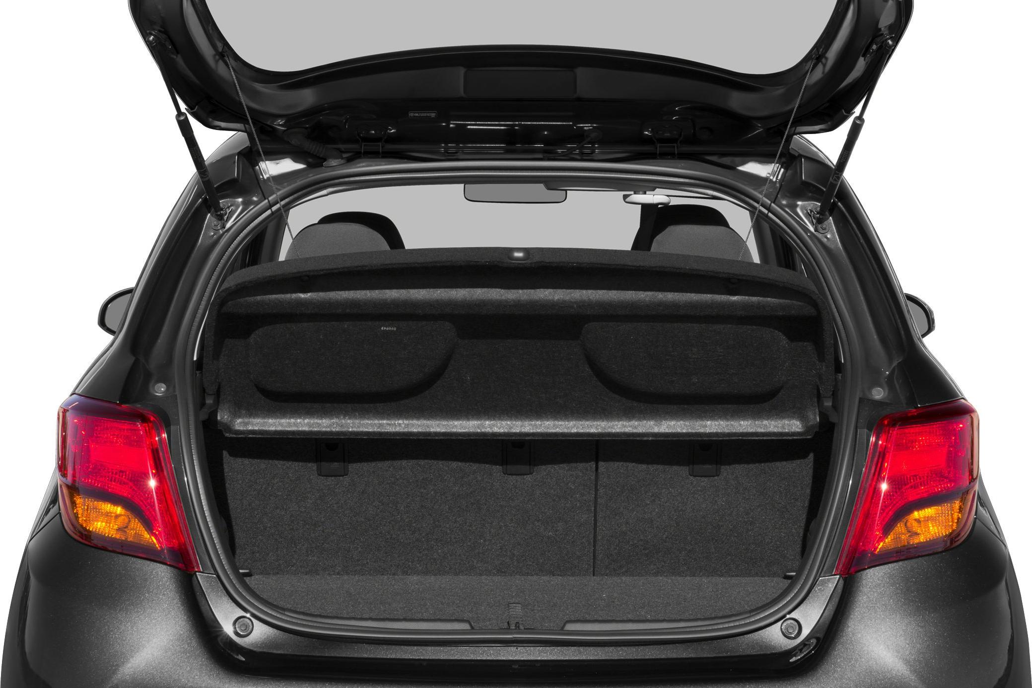 Open hatchback trunk with visible rear seats and modern tail lights