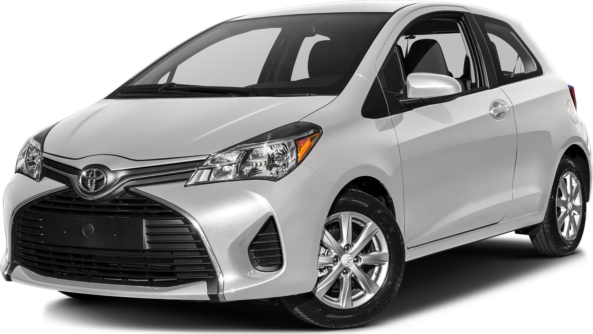 Close-up of front and side of a compact hatchback with large grille and sleek headlights