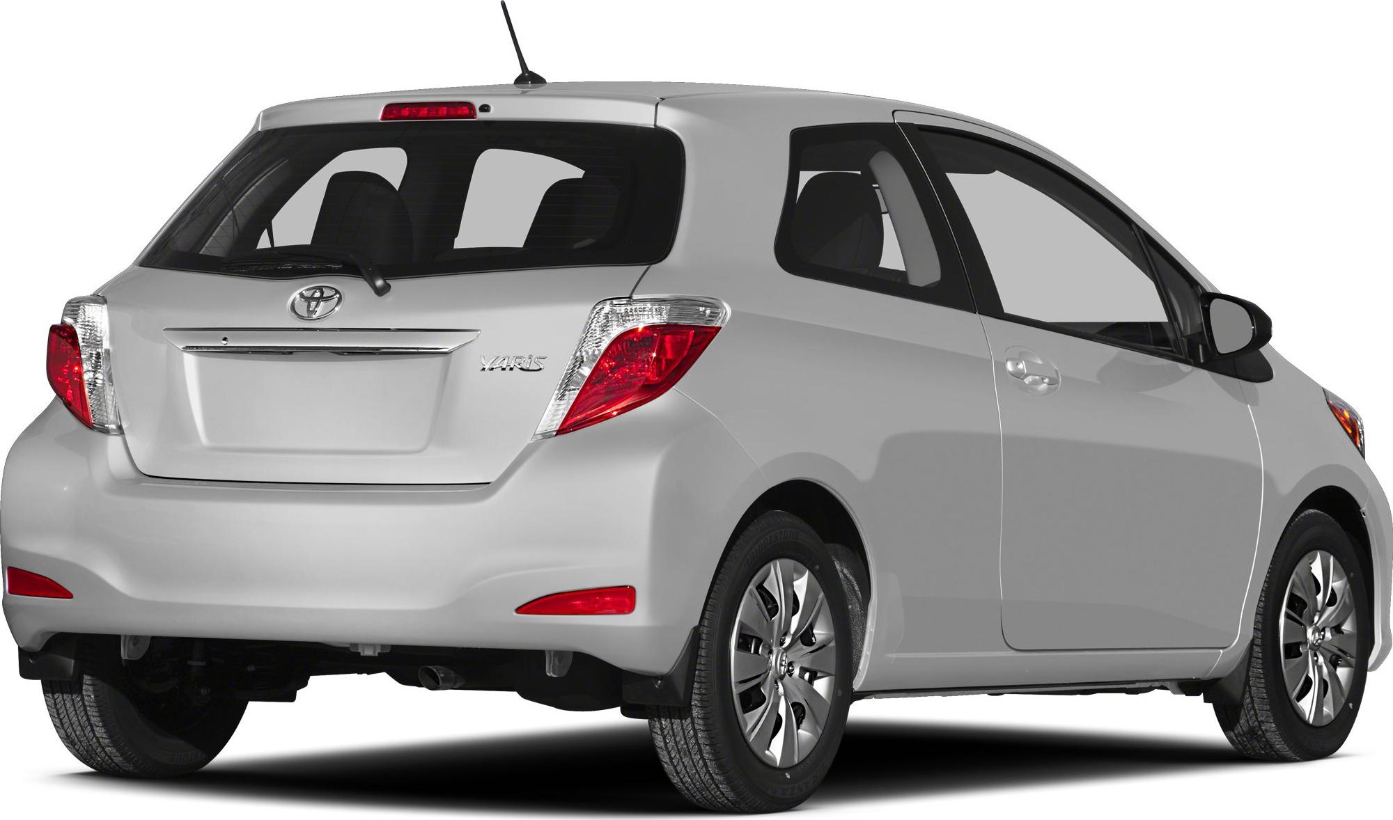 Rear view of compact hatchback with modern taillights and rear windshield.