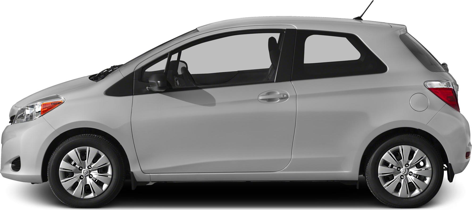 Side profile of a two-door hatchback with alloy wheels and smooth aerodynamic lines.