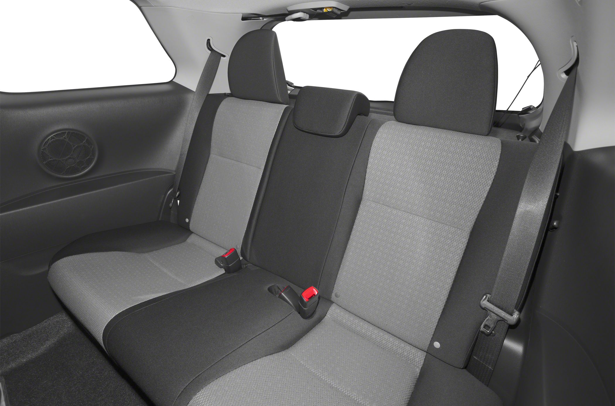 Rear seat fabric upholstery with headrests and seatbelts