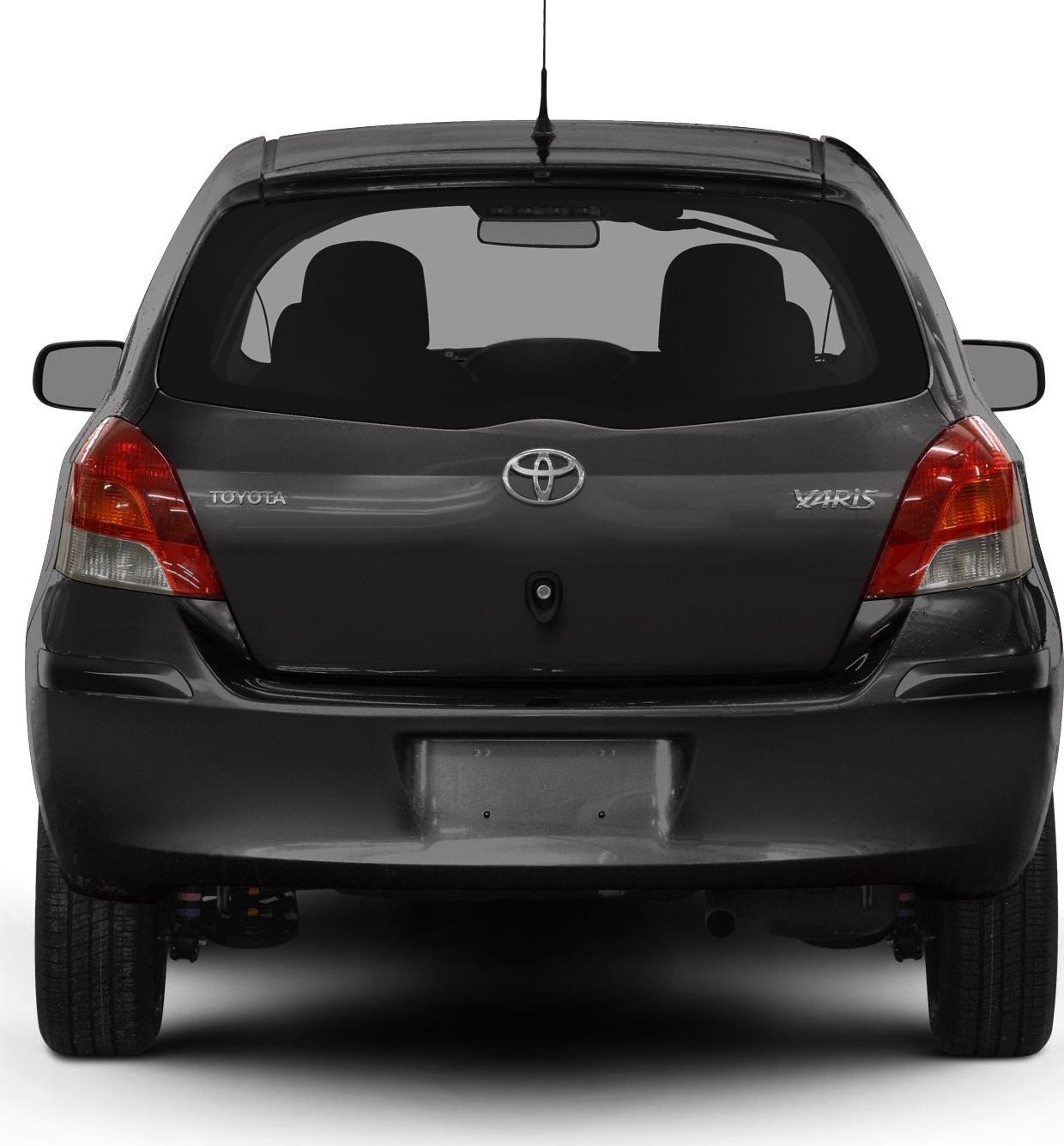 Rear view of hatchback with taillights and rear window