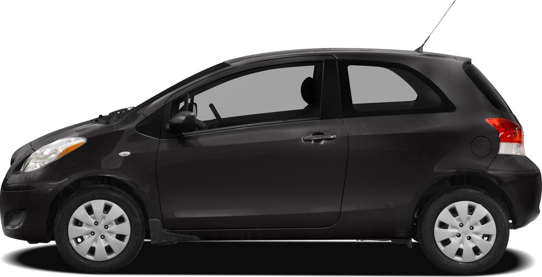 Side view of a compact two-door hatchback with a sleek, streamlined silhouette.