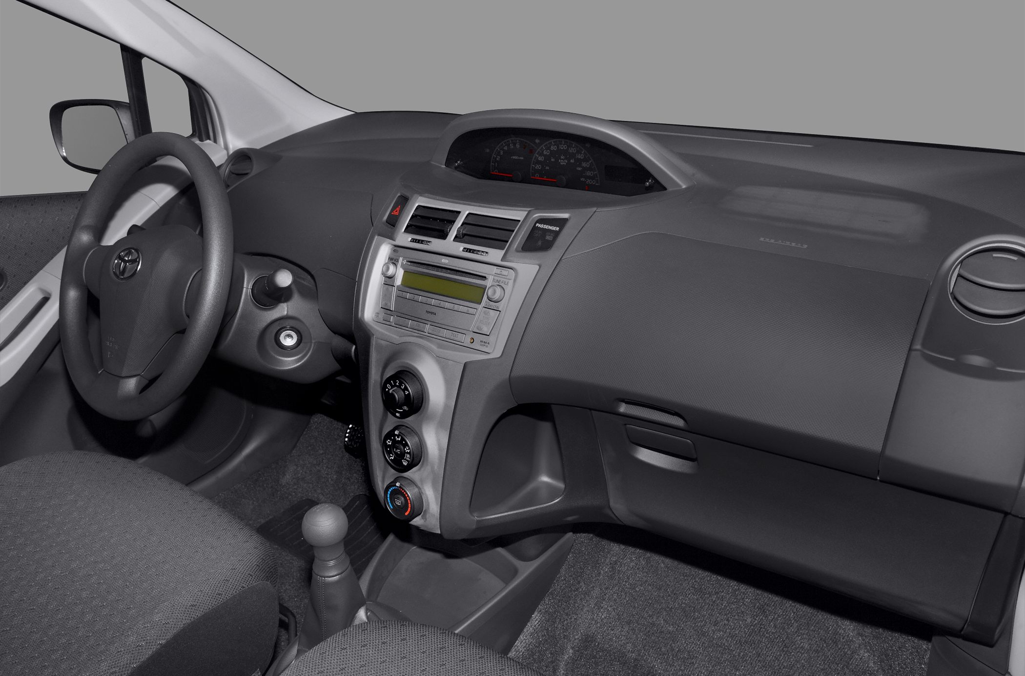 Dashboard with central instrument cluster and control console