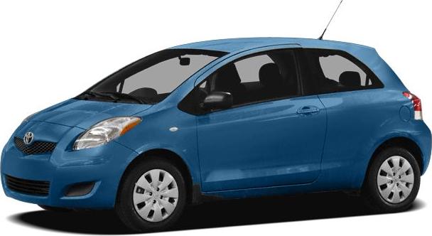 Compact blue hatchback with rounded headlights and three-door design