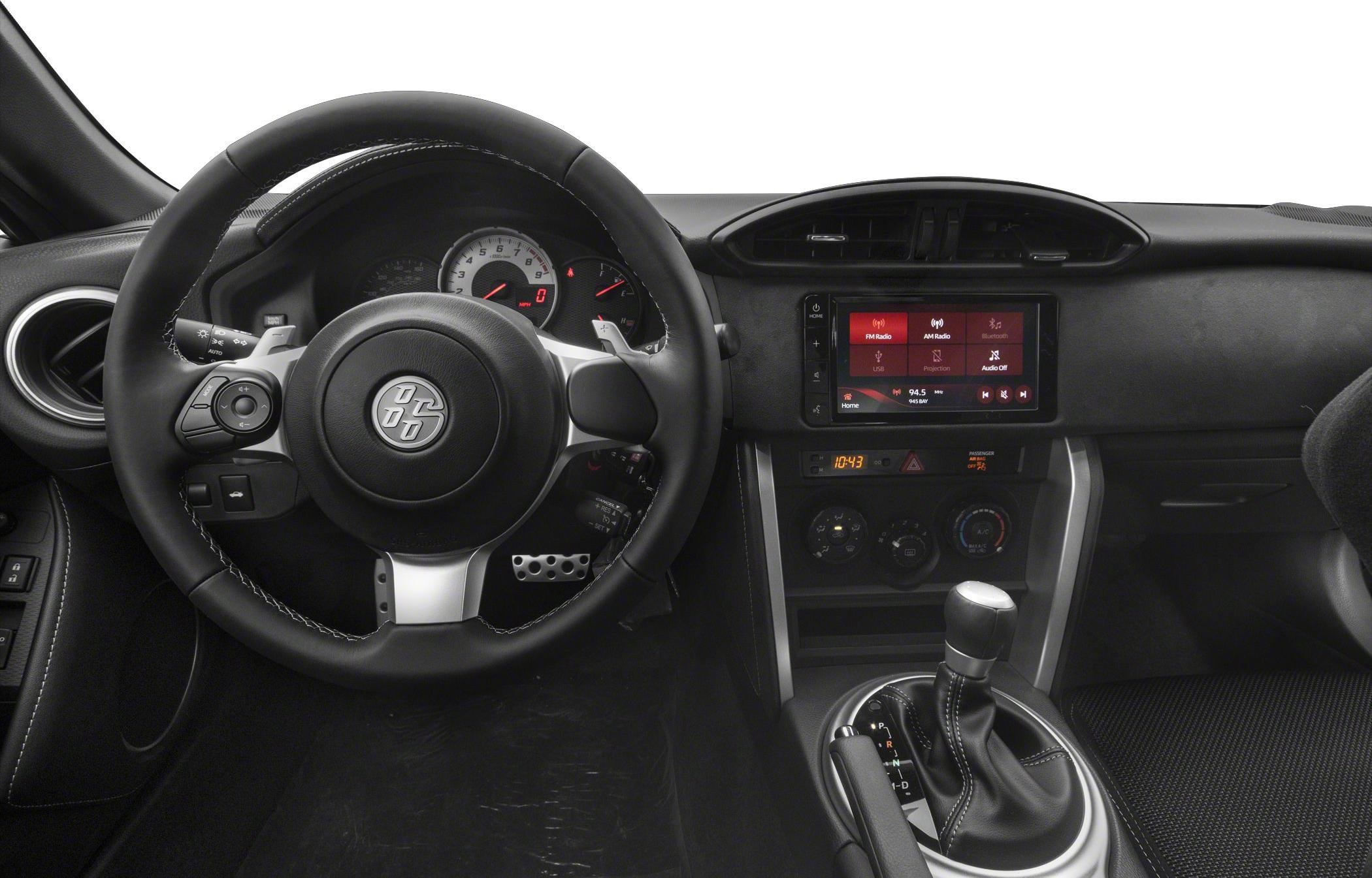 Steering wheel, instrument cluster, infotainment screen, gear shift console