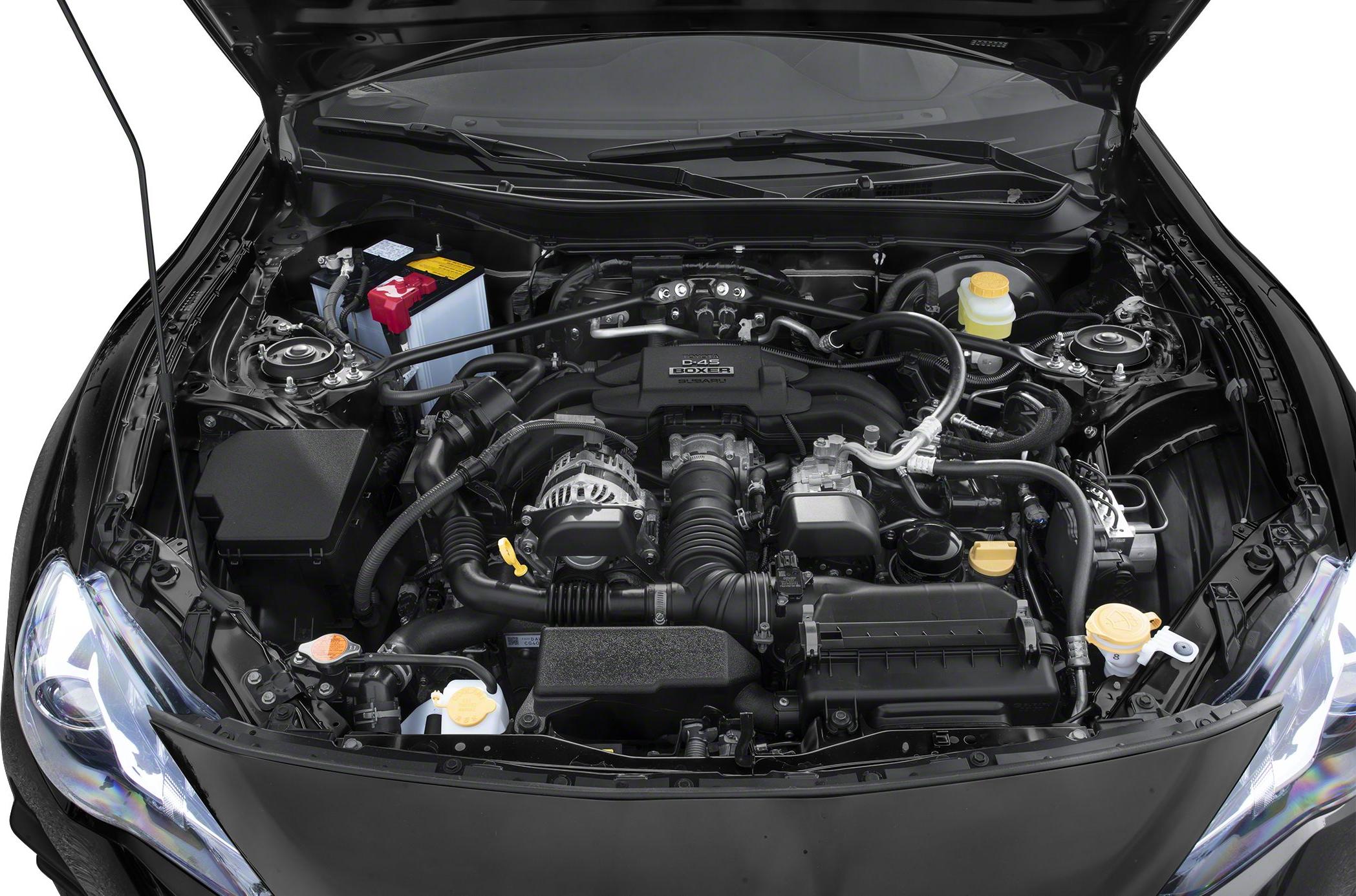 Engine bay showing Subaru Boxer D-4S engine with associated components