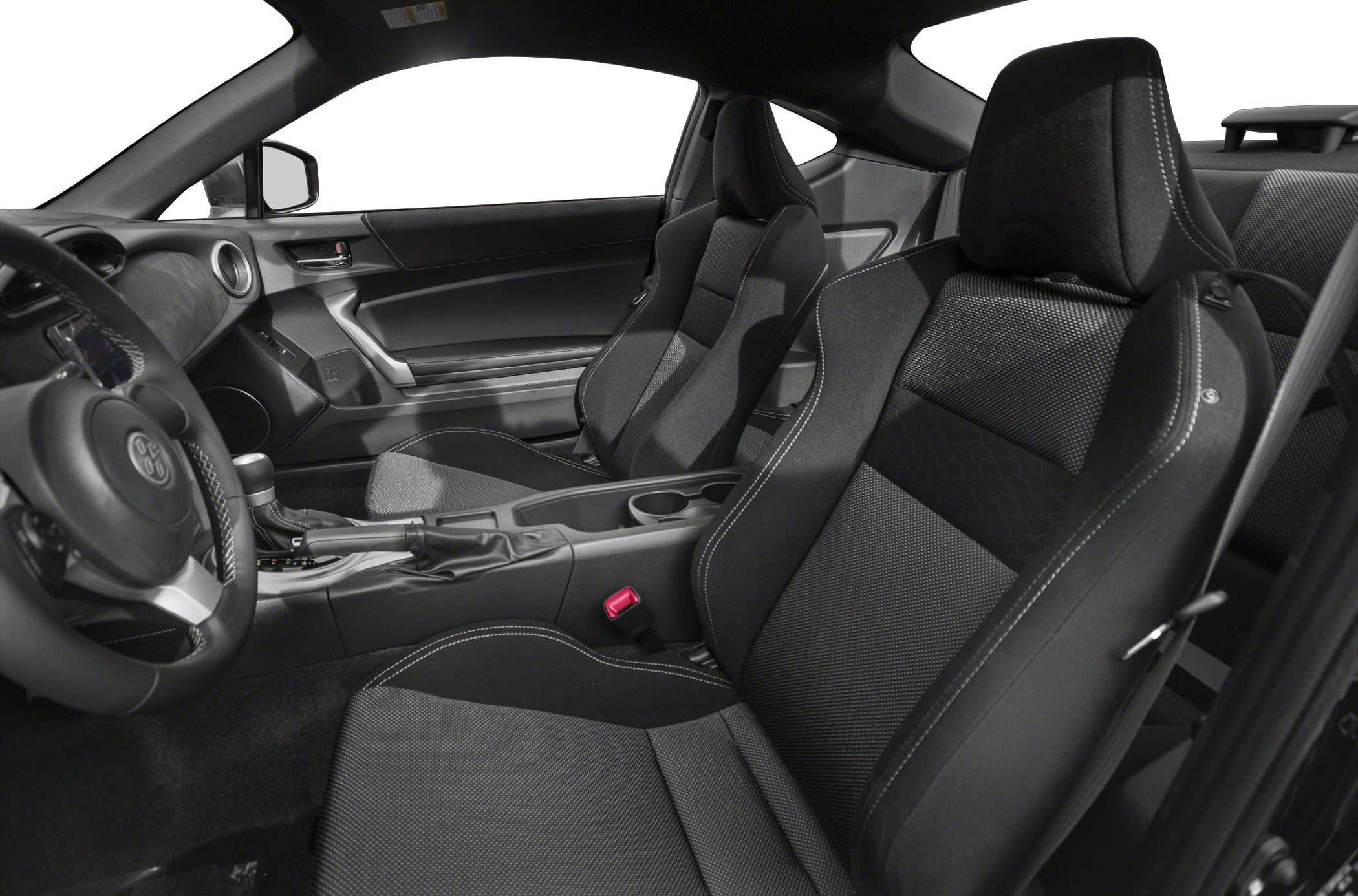 Sporty bucket seats and manual transmission center console