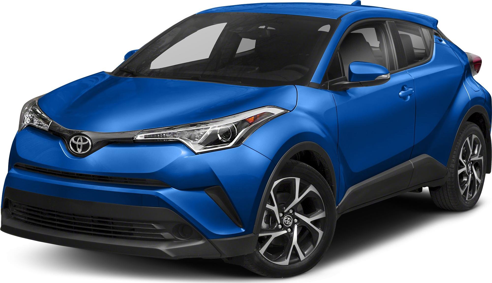 Front view of a blue compact crossover SUV with modern headlights and alloy wheels