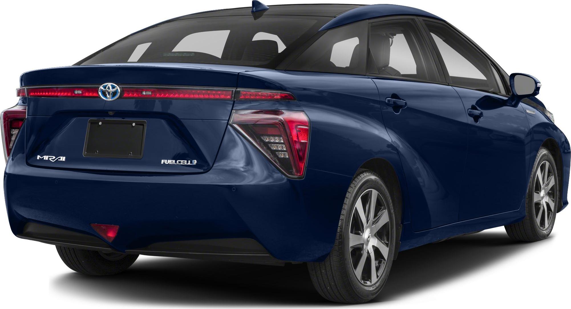 Rear view with distinctive tail lights and fuel cell badge