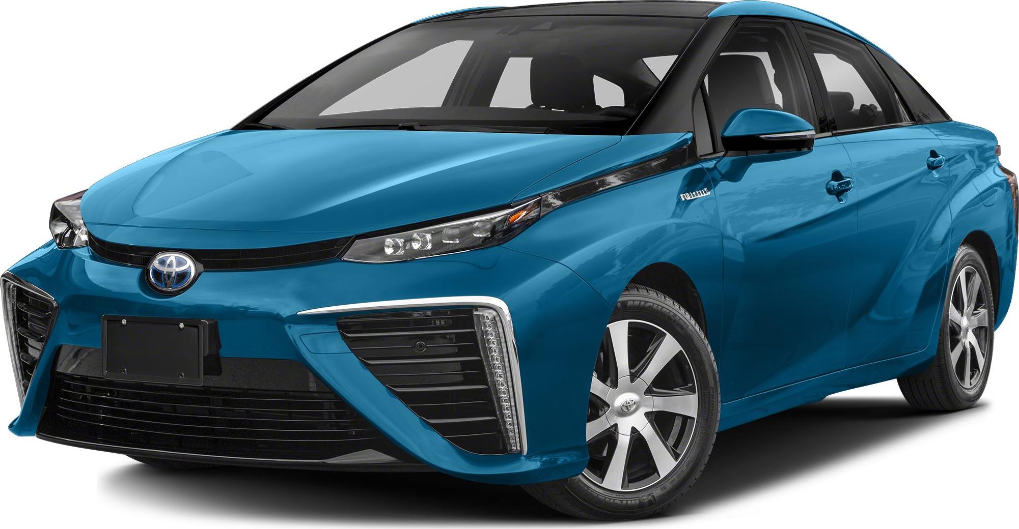 Front side view with LED headlights and aerodynamic design in blue.