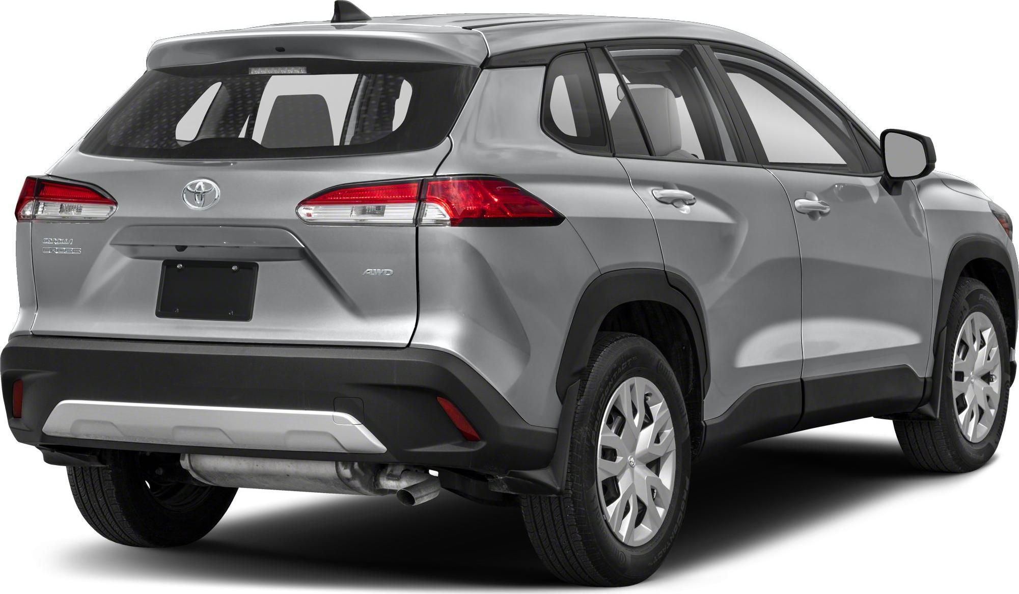 Rear view of silver AWD compact SUV with modern taillights.