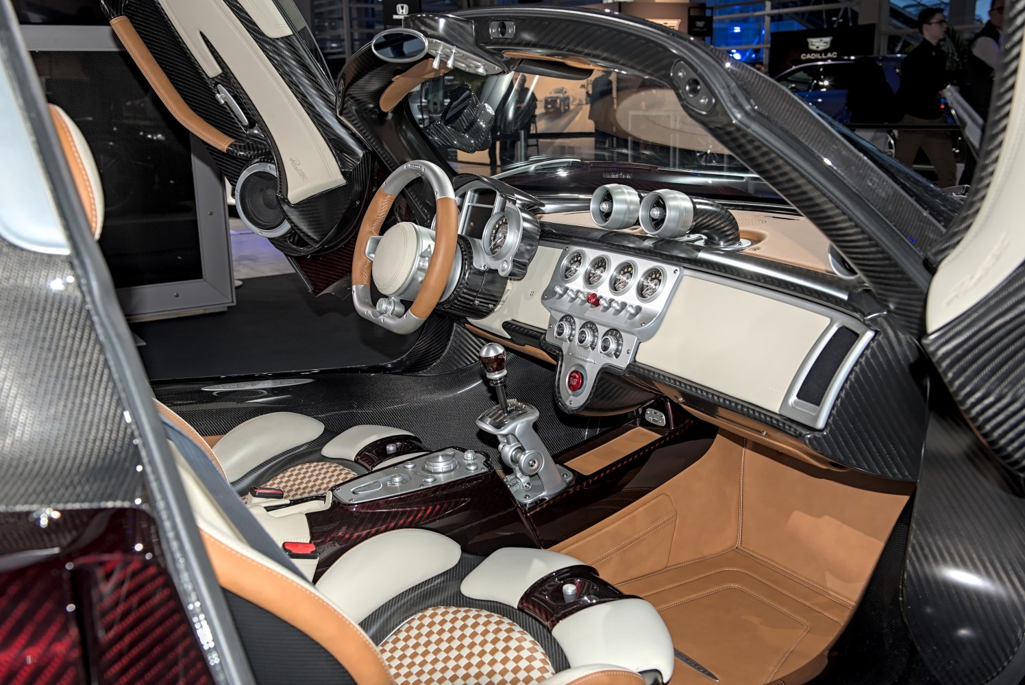 Carbon fiber interior with retro gauges and leather seats