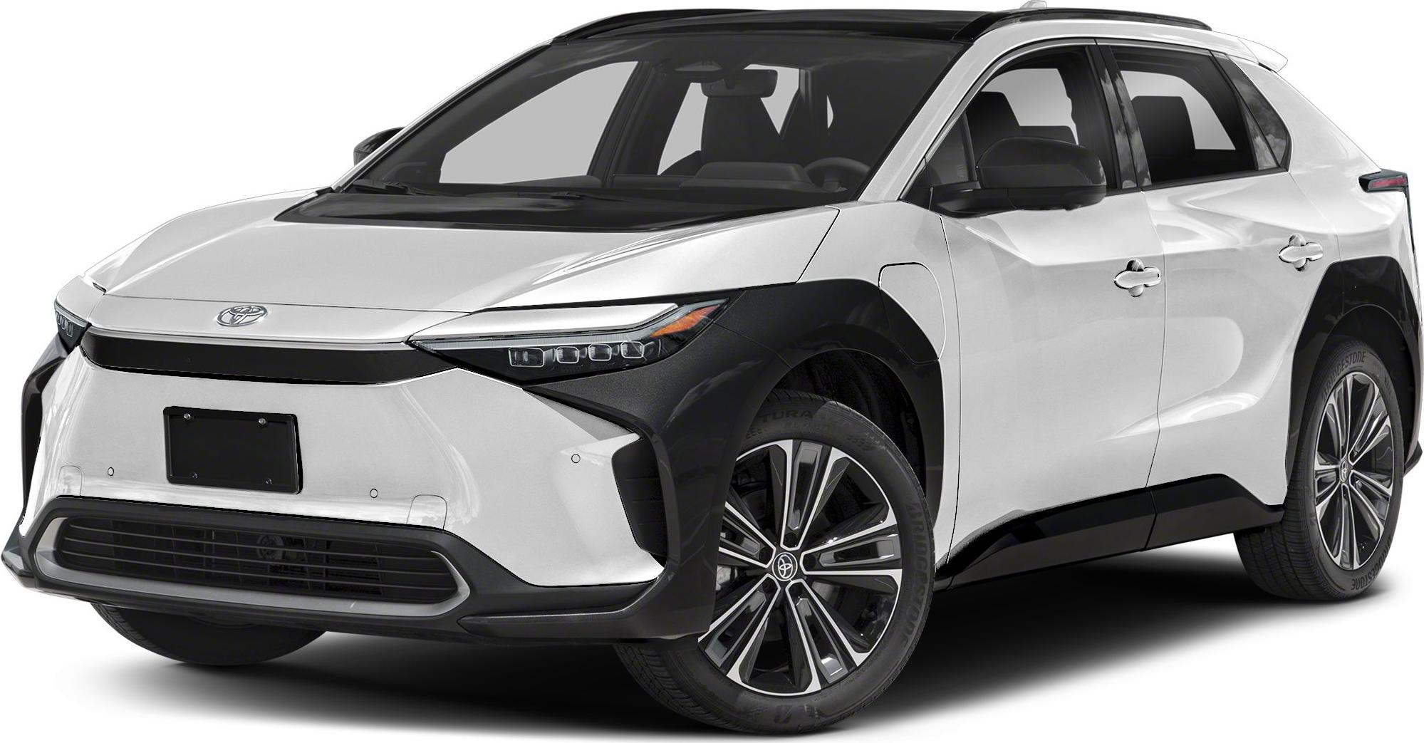 Front view electric SUV with sleek LED headlights and aerodynamic design