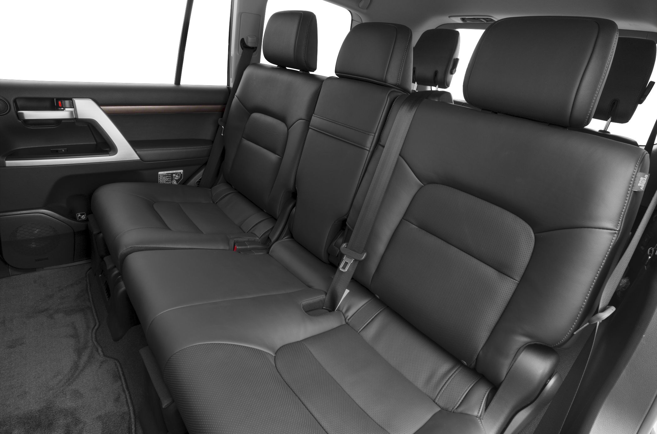 Black leather rear seats with headrests and seat belts