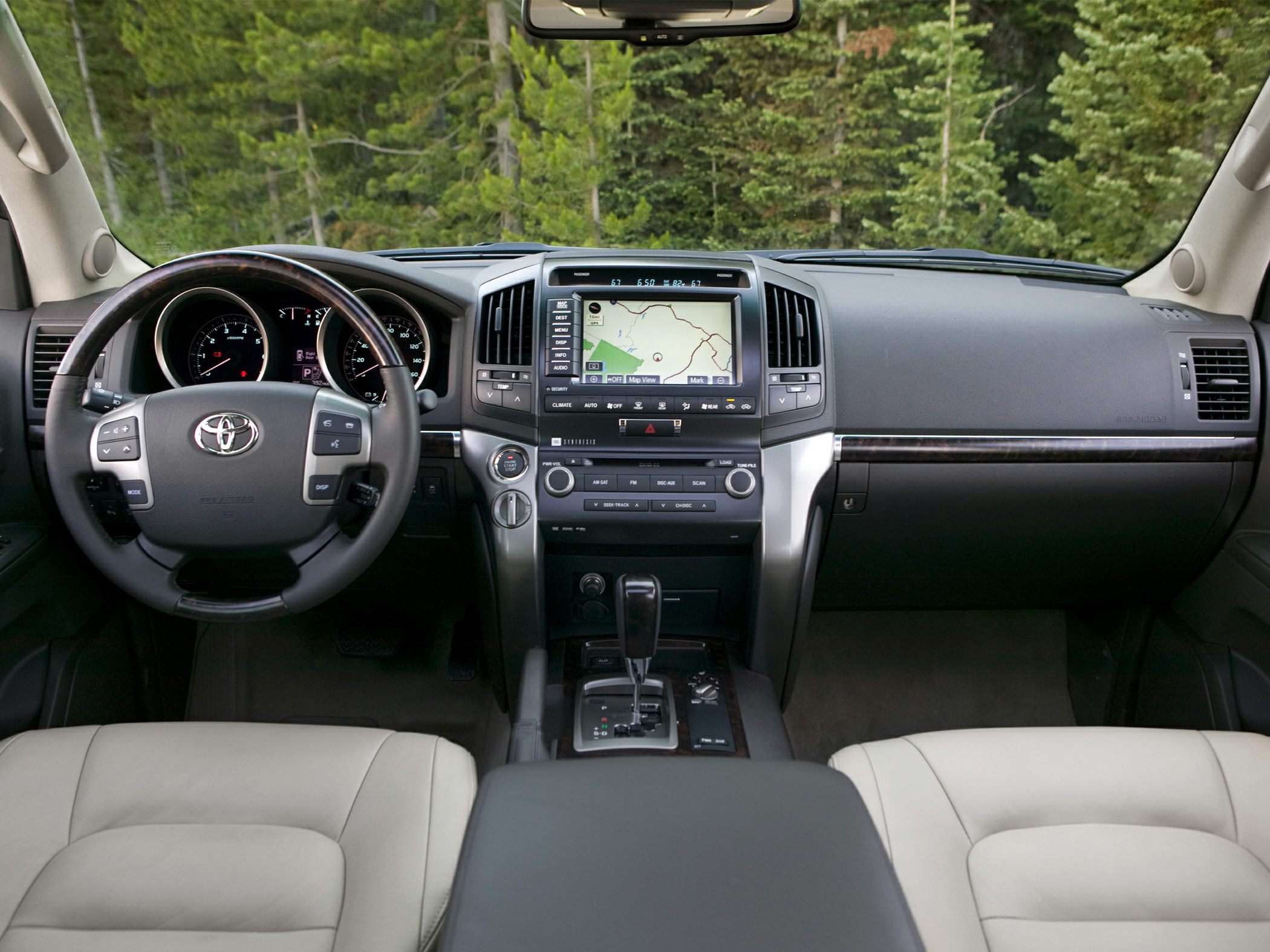 Dashboard and navigation system in SUV interior