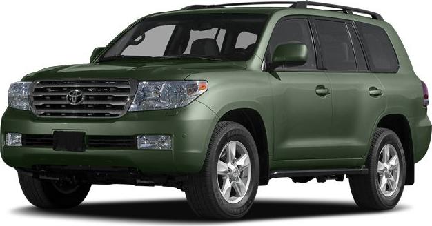 Front-side view of green SUV with alloy wheels and roof rails