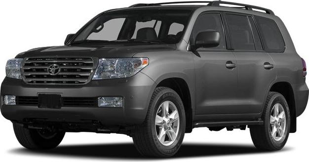 SUV front angle featuring grille, headlights, and roof rails