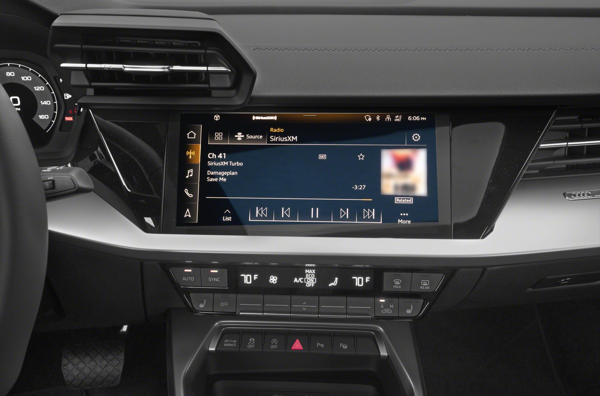 Touchscreen infotainment and dual-zone climate control panel