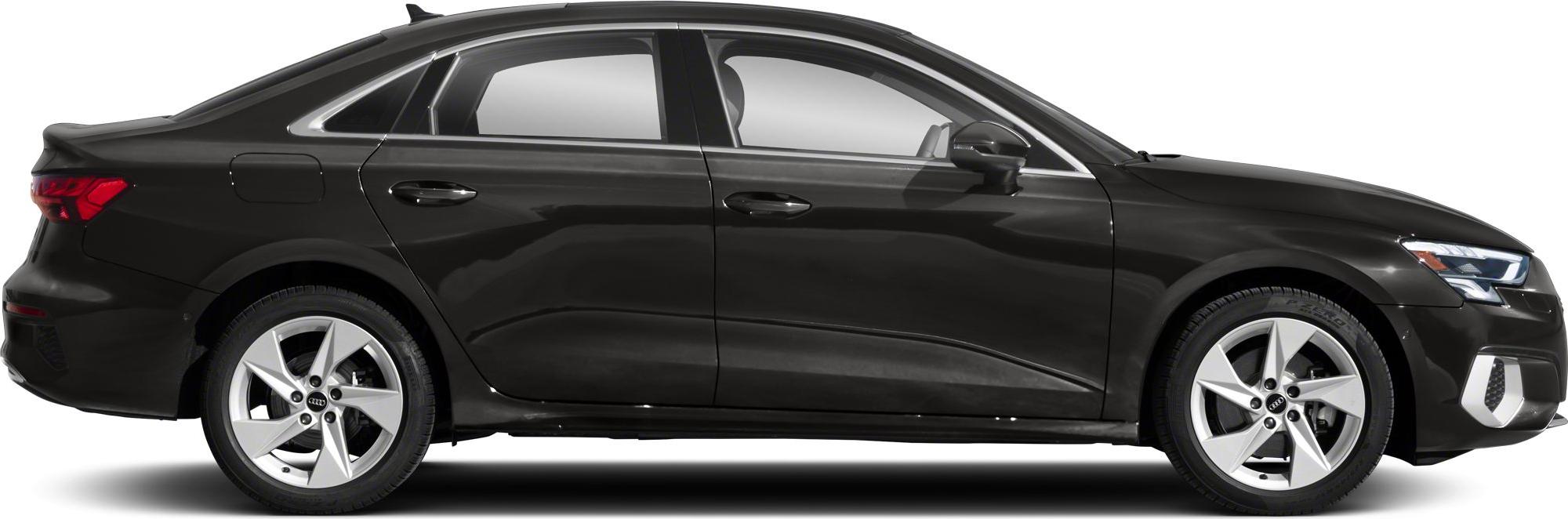 Streamlined sedan side profile with alloy wheels and LED headlights