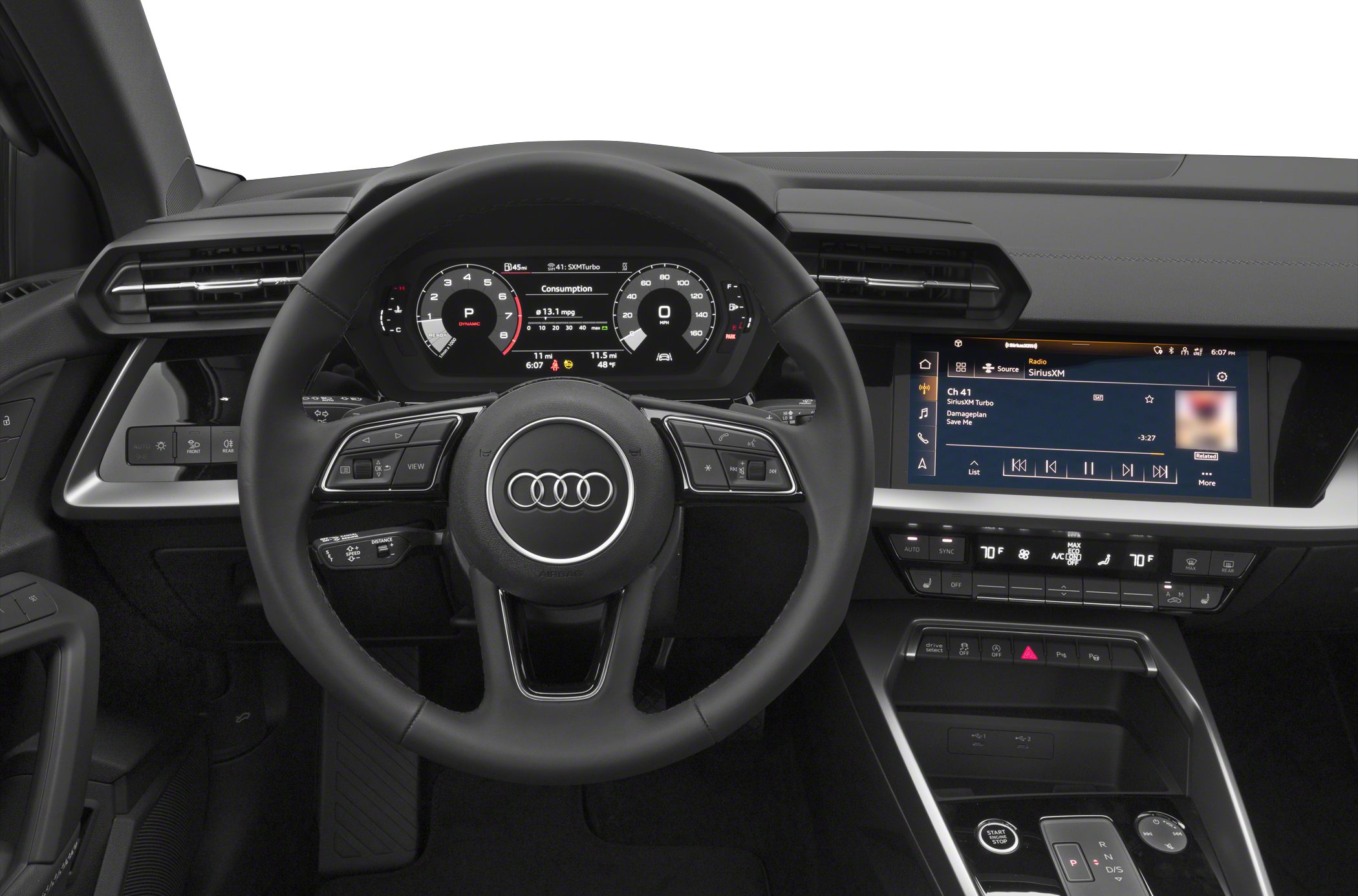 Digital instrument cluster and infotainment display with steering wheel controls